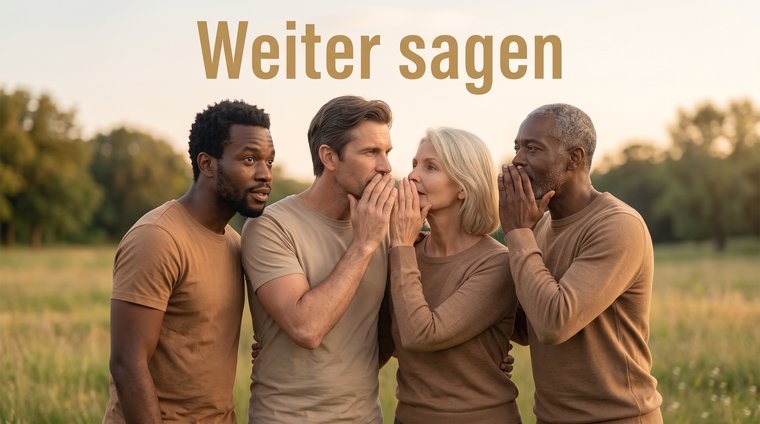 Weiter sagen — Personen flüstern sich etwas zu
